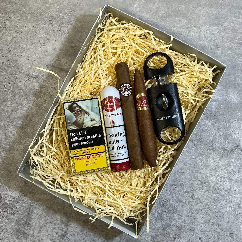 Cuban Selection Gift Box Sampler - 3 Cigars, Montecristo Minis and Cutter Cuban Selection Gift Box Sampler - 3 Cigars, Montecristo Minis and Cutter